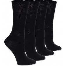 Dr. Scholl's Women's Diabetes & Circulatory Crew Socks, 4 Pair, Black, Women's Size 8-12