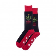 Hotsox Men's Merry Juana Non Skid Socks 1 Pair, Black, Men's 8.5-12 Shoe