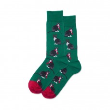 Hotsox Men's Reindeer Cat Socks 1 Pair, Green, Men's 8.5-12 Shoe