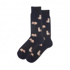 Hotsox Men's Fancy Cat Socks 1 Pair, Black, Men's 8.5-12 Shoe