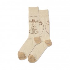 Hotsox Men's Vitruvian Man Socks 1 Pair, Natural Melange, Men's 8.5-12 Shoe