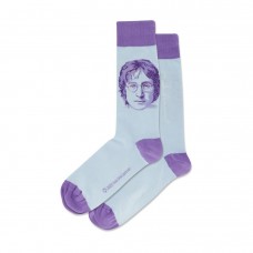 Hotsox Men's John Lennon Portrait Socks 1 Pair, Light Blue, Men's 8.5-12 Shoe