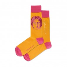 Hotsox Men's John Lennon Portrait Socks 1 Pair, Bright Orange, Men's 8.5-12 Shoe