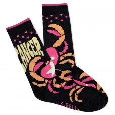 K. Bell Women's Cancer Crew Socks 1 Pair, Black, Women's Shoe 9-11