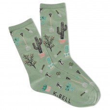 K. Bell Women's Garden Ho Crew Socks 1 Pair, Olive, Women's Shoe 9-11