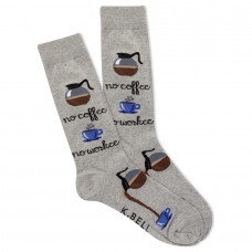 K. Bell Men's No Coffee No Workee Crew Socks 1 Pair, Grey Heather, Men's Shoe 10-13