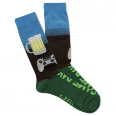 K. Bell Men's Gameday Beer Crew Socks 1 Pair, Green, Men's Shoe 10-13