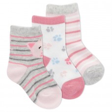 K. Bell Infant's Cats Crew Socks 3 Pair, Grey Heather Assort., Infant's 12-24 Months