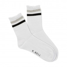 K. Bell Women's Lettuce Edge Sneaker Sock Crew Socks 1 Pair, White, Women's Shoe 9-11