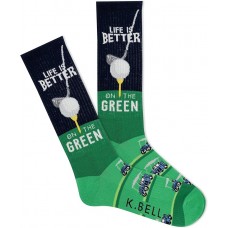 K. Bell Men's Better On The Green Crew Socks 1 Pair, Navy, Men's 10-13 Shoe