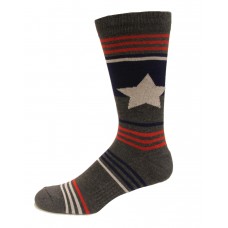 K. Bell Men's Star Block Crew Socks 1 Pair, Charcoal Heather, Men's 10-13 Shoe