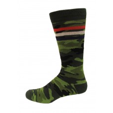 K. Bell Men's Camo Stripe Crew Socks 1 Pair, Green, Men's 10-13 Shoe