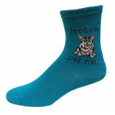 K. Bell Women's Pet Me Crew Socks 1 Pair, Teal, Women's 9-11 Shoe