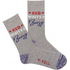 K. Bell Women's Red White And Boozy Crew, Medium Grey Heather, Women's Shoe 9-11, 1 Pair