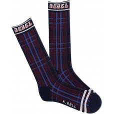 K. Bell Men's Rebel Plaid Crew Socks 1 Pair, Mid Blue, Men's 10-13