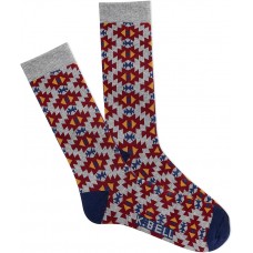 K. Bell Men's Men'S Blanket Print Crew Socks 1 Pair, Light Grey Heather, Men's 10-13