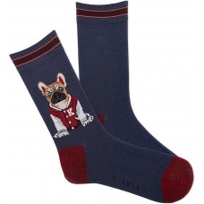 K. Bell Women's French Bull Dog Captain C Socks 1 Pair, Navy, Women's 9-11