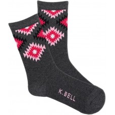 K. Bell Women's Blanket Aztec Crew Socks 1 Pair, Medium Grey Heather, Women's 9-11