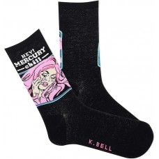 K. Bell Women's Hey Mercury Chill Crew Socks 1 Pair, Black, Women's 9-11