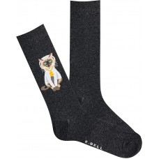 K. Bell Men's Hood Cat Crew Socks 1 Pair, Black Heather, Men's 10-13