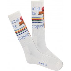 K. Bell Men's It'll Be Croquet Active Crew Socks 1 Pair, Light Oatmeal, Men's 10-13