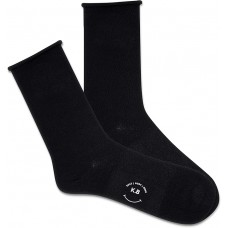 K. Bell Women's Solid Modal Roll Top Crew Socks 1 Pair, Black, Women's 9-11