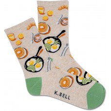 K. Bell Women's Breakfast In Bed Crew Socks 1 Pair, Oatmeal Heather, Women's 9-11