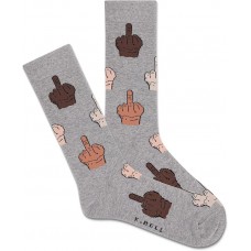 K. Bell Men's Middle Finger Update Crew Socks 1 Pair, Grey Heather, Men's 10-13