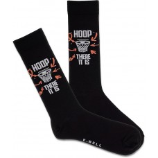 K. Bell Men's Hoop There It Is Crew Socks 1 Pair, Black, Men's 10-13