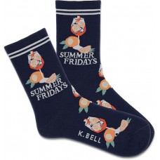 K. Bell Women's Summer Fridays Crew Socks 1 Pair, Navy, Women's 9-11