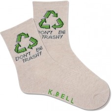 K. Bell Women's Don't Be Trashy Active Crew Socks 1 Pair, Oatmeal Heather, Women's 9-11