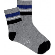 K. Bell Men's Ribbed Short Crew W/Strip Socks 1 Pair, Medium Grey Heather, Men's 10-13