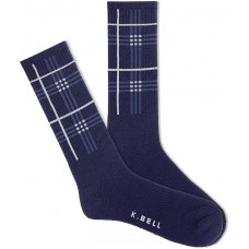 K. Bell Men's Charley Plaid Active Crew Socks 1 Pair, Navy, Men's 10-13