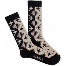 K. Bell Men's Sonora Print Crew Socks 1 Pair, Black, Men's 10-13