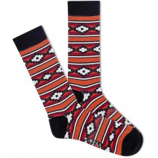 K. Bell Men's Arizona Stripe Crew Socks 1 Pair, Paprika, Men's 10-13