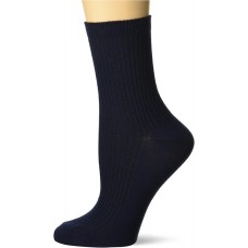 K. Bell Women's Ribbed Ankle Crew Socks 1 Pair, Navy, Women's 9-11