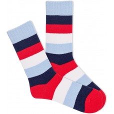 K. Bell Women's Stripe Boot Crew Socks 1 Pair, Cerulean, Women's 9-11