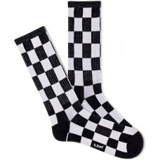 K. Bell Men's L.A. Checkerboard Active Crew Socks 1 Pair, Black, Men's 10-13 Shoe