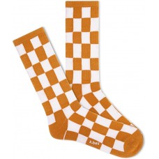 K. Bell Men's L.A. Checkerboard Active Crew Socks 1 Pair, Tan, Men's 10-13 Shoe