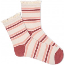 K. Bell Women's Crochet Lace Ribbed Ankle Crew Socks 1 Pair, Pink, Women's 4-10 Shoe