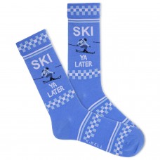 K. Bell Men's Ski Ya Later Crew Socks 1 Pair, Ultramarine, Men's 10-13