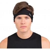 Thorlos Unisex Performance Wrap Headband, Jet Black/White, Os