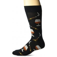 HotSox Mens Cognac and Cigars Socks, Black, 1 Pair, Mens Shoe Size 6-12.5