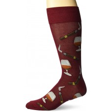 HotSox Mens Cognac and Cigars Socks, Wine, 1 Pair, Mens Shoe Size 6-12.5