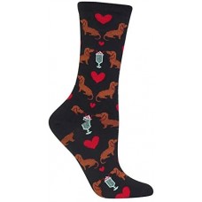 HotSox Womens Dogs and Milkshake Socks, Black, 1 Pair, Womens Shoe Size 4-10