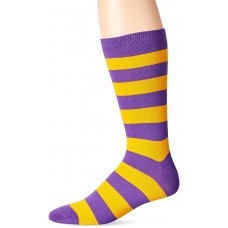 HotSox Mens College Rugby Stripe Socks, Purple and Yellow, 1 Pair, Mens Shoe 6-12.5