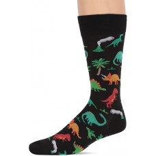 HotSox Mens Dinosaurs Socks, Black, 1 Pair, Mens Shoe 6-12.5