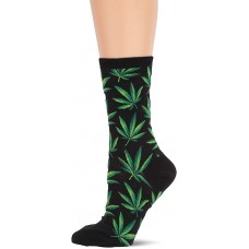 HotSox Womens Marijuana Socks, Black, 1 Pair, Womens Shoe 4-10