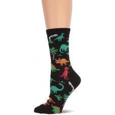 HotSox Womens Dinosaurs Socks, Black, 1 Pair, Womens Shoe 4-10