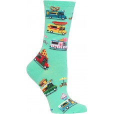 HOTSOX Womens Crew Socks Food Trucks 1 Pair, Jade Green, Womens 4-10 Shoe